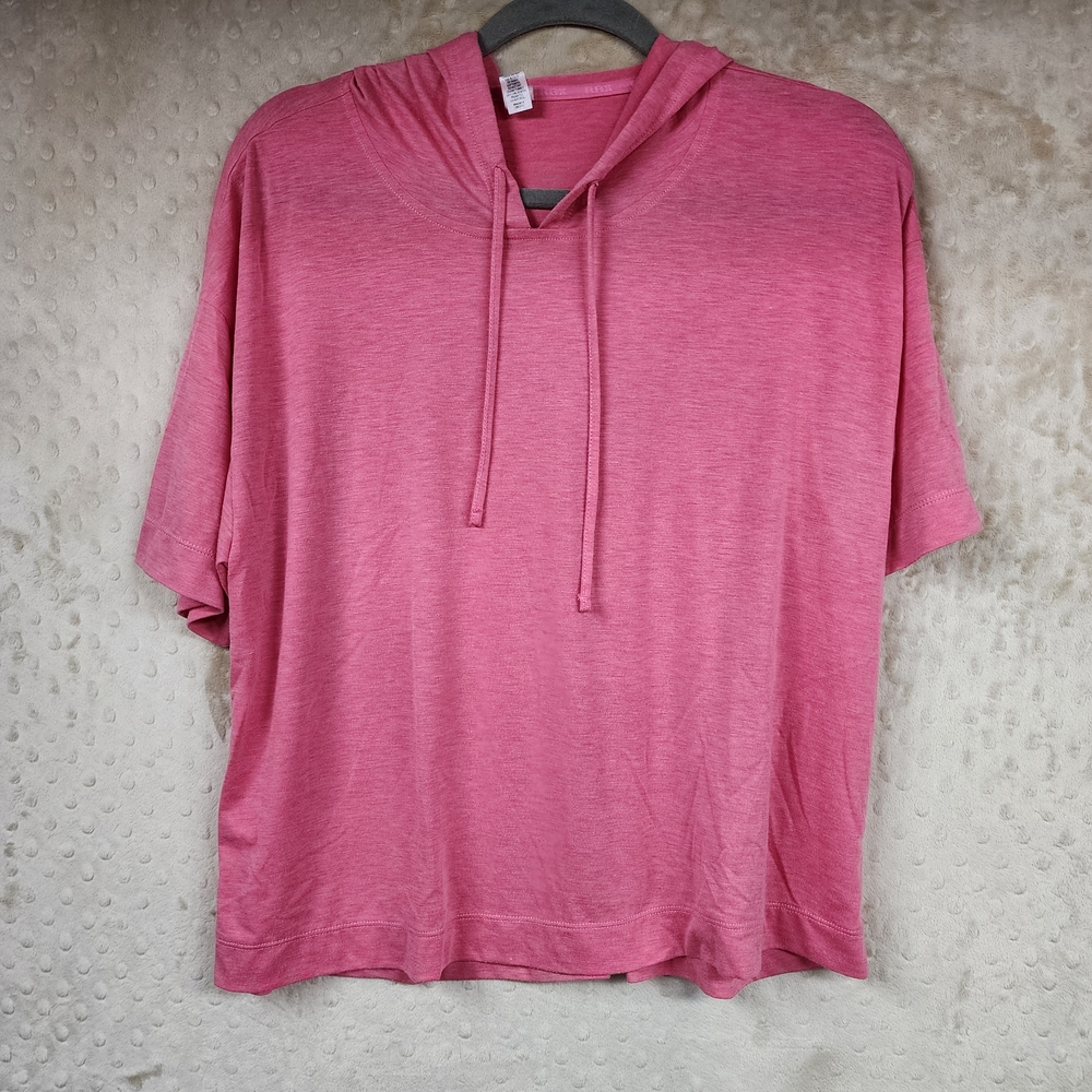 Pink Short Sleeve RBX Thin Shirt with Hoodie Drawstring Size M Oversized